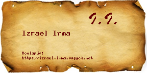 Izrael Irma névjegykártya